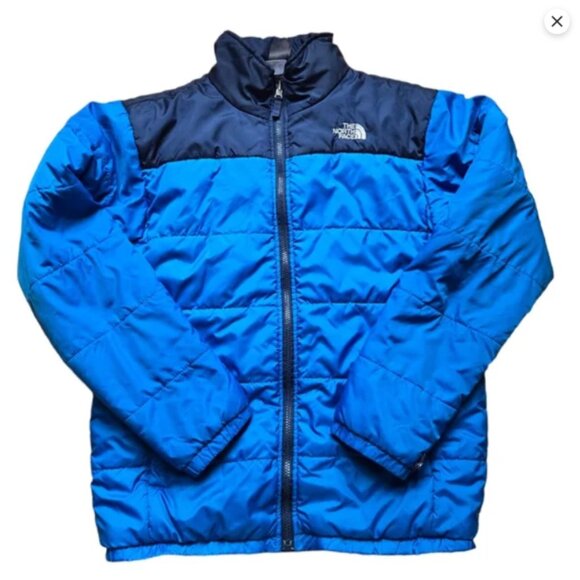 The North Face blue two-toned puffer coat / zip up jacket CHILDS!! XL - Picture 9 of 11